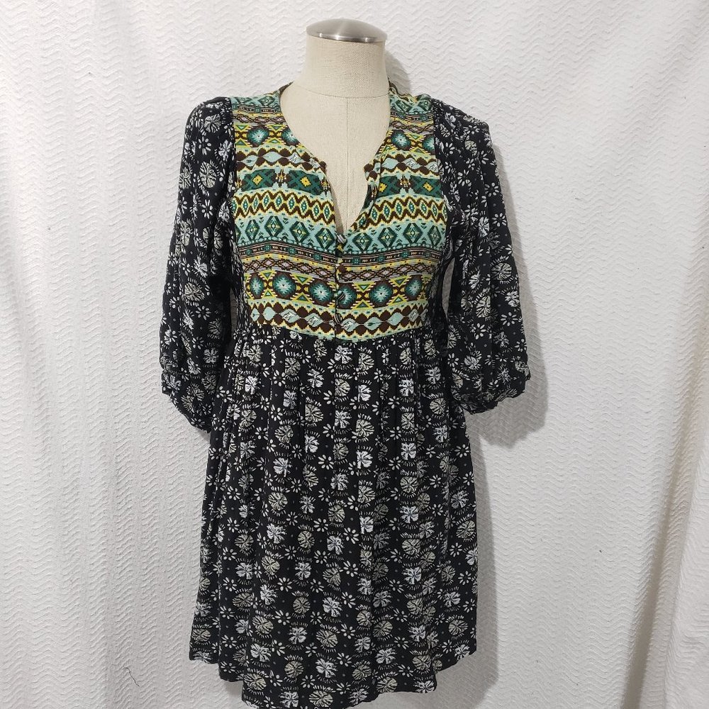 Umgee USA Multicolor Short Dress/Tunic 3/4 Sleeve